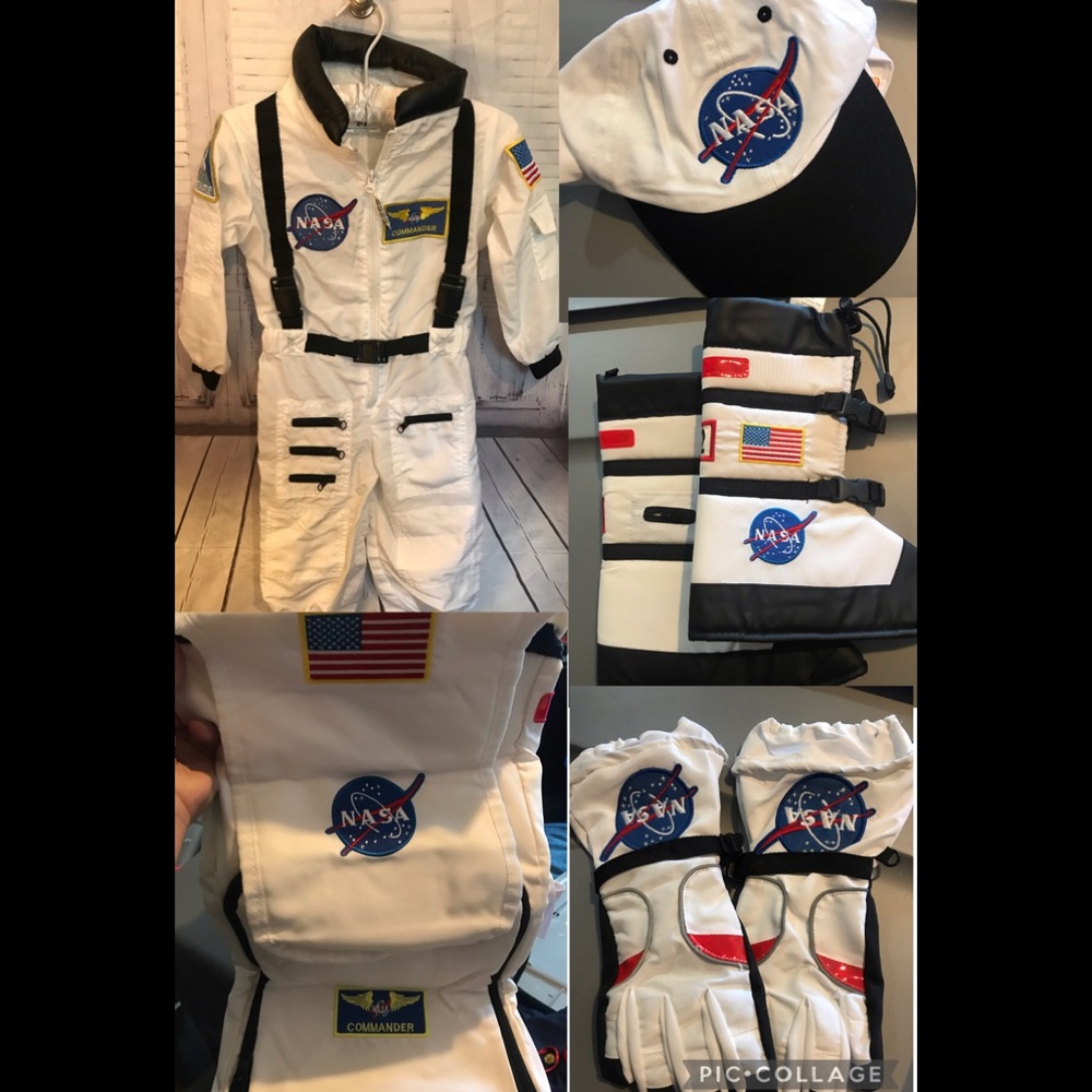 NASA Astronaut White Spacesuit Space Pilot Costume Kids Set